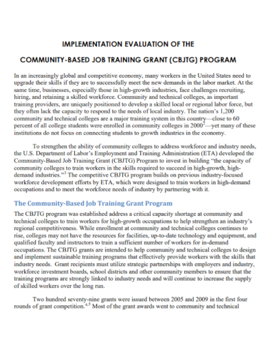 community grant program evaluation