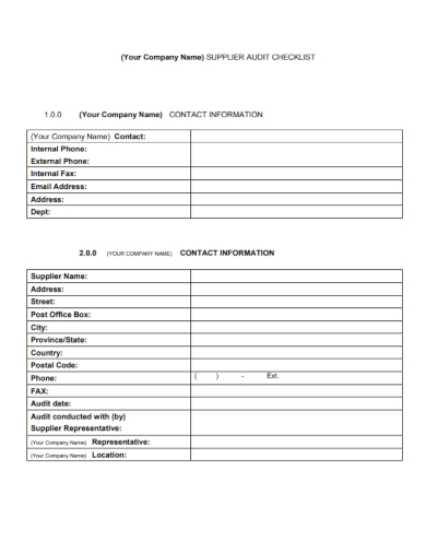 company supplier audit checklist