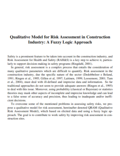 construction industry qualitative risk assessment