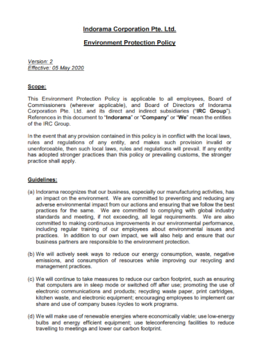 corporation environment protection policy