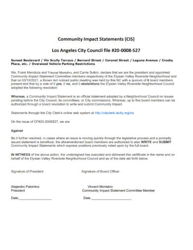 council community impact statement