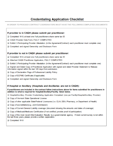 credentialing application checklist