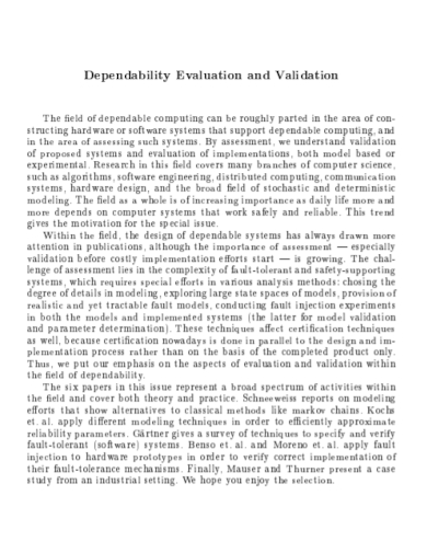 dependability validation evaluation