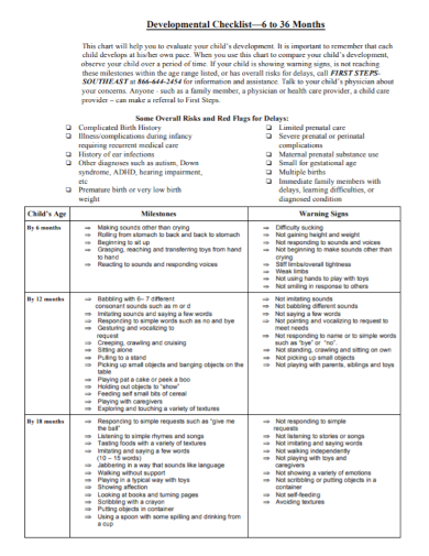 developmental checklist