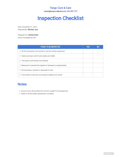 directors health and safety inspection template