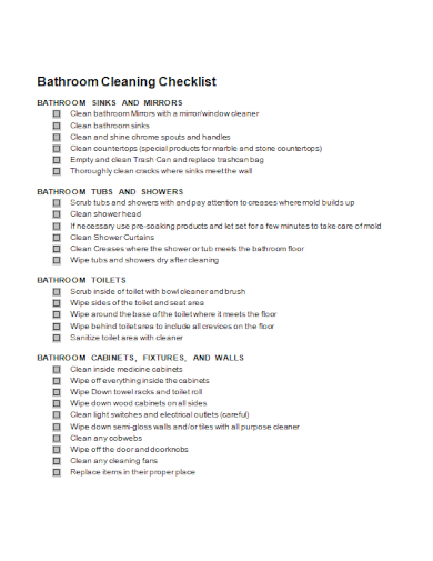 editable bathroom cleaning checklist