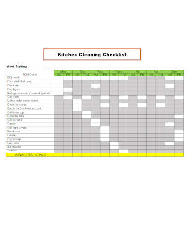 editable kitchen cleaning checklist