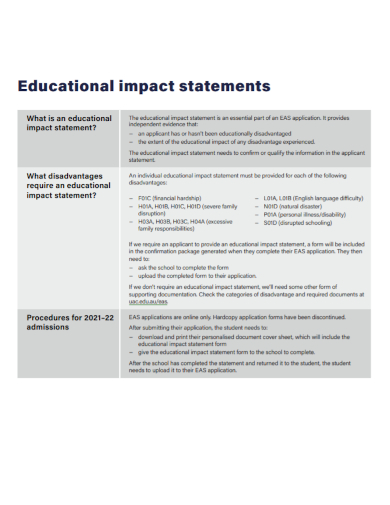 educational impact statement