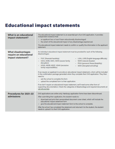 FREE 10 Educational Impact Statement Samples In PDF DOC