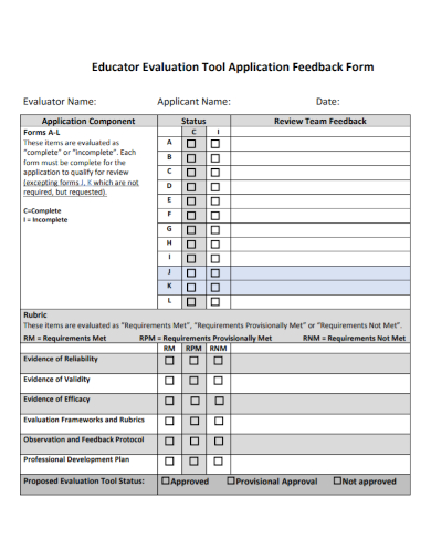 educator evaluation feedback form