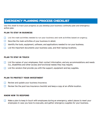 emergency planning process checklist