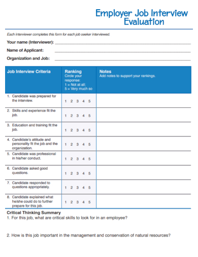 employer job interview evaluation