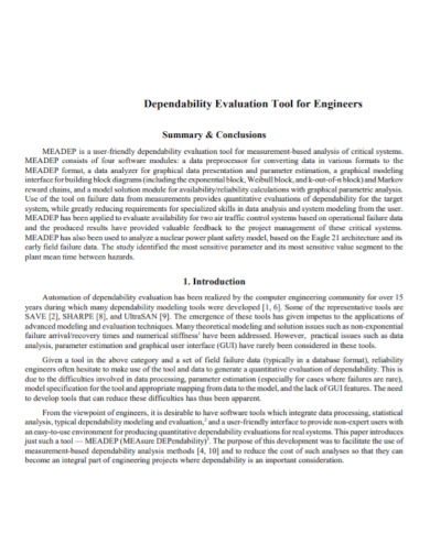 engineers dependability evaluation