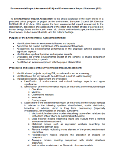 environmental impact method assessment