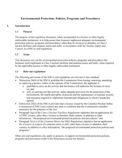 environmental protection program procedure policy