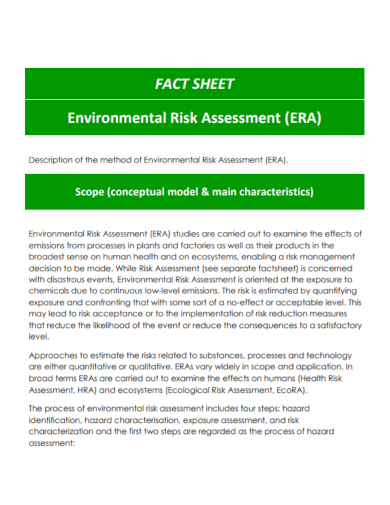 environmental risk assessment fact sheet