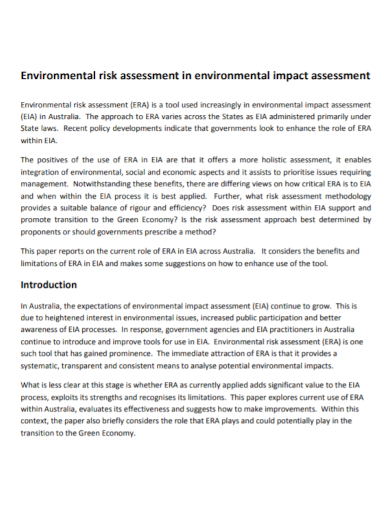 environmental risk impact assessment
