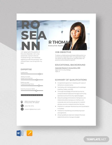 executive associate resume template