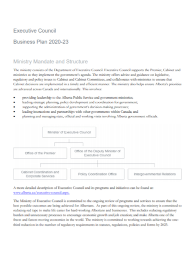 executive council business plan