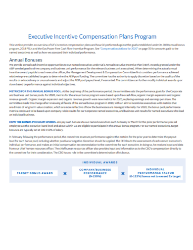 executive incentive compensation program plan
