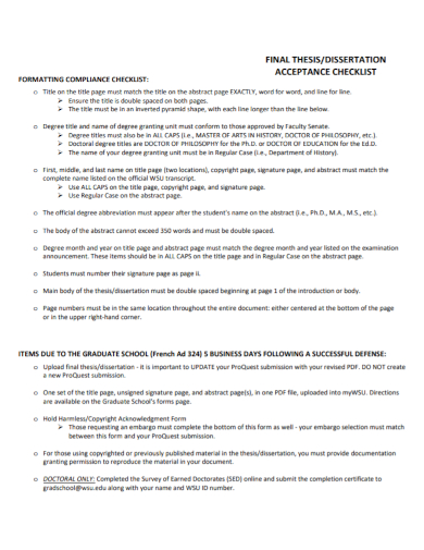 final thesis acceptance checklist