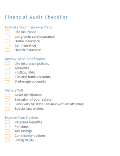 financial audit checklist