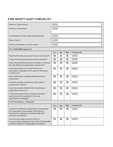 fire safety audit checklist