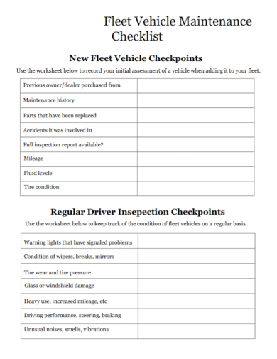 FREE 12 Vehicle Maintenance Checklist Samples Preventive Service 