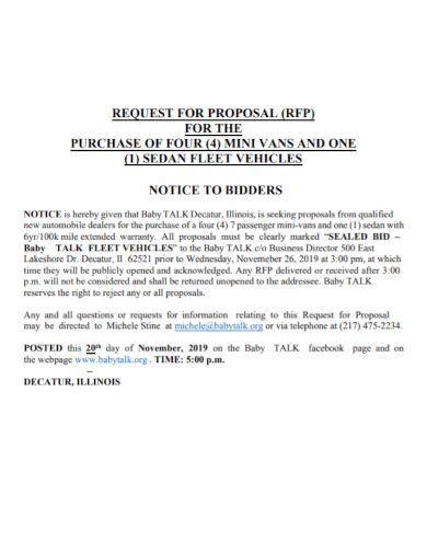 fleet vehicle purchase bid proposal