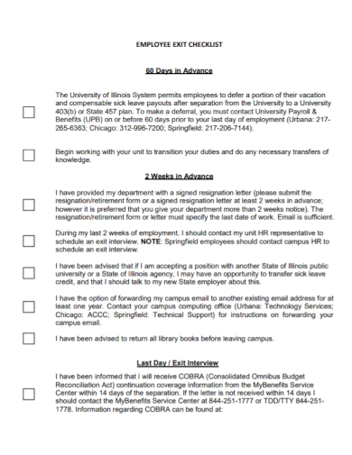 formal employee exit checklist