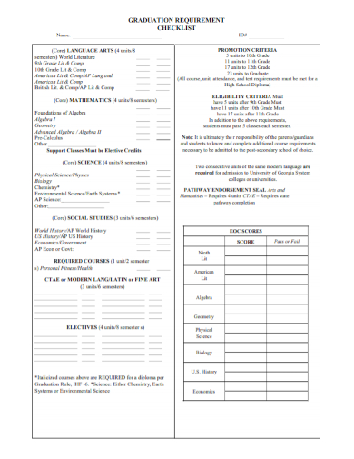 graduation requirement checklist