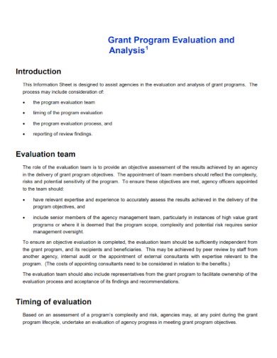 grant program analysis evaluation