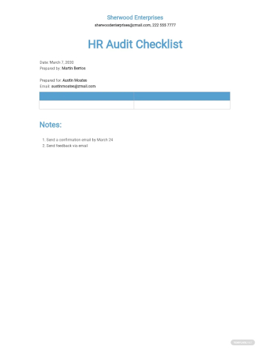 hr audit checklist template