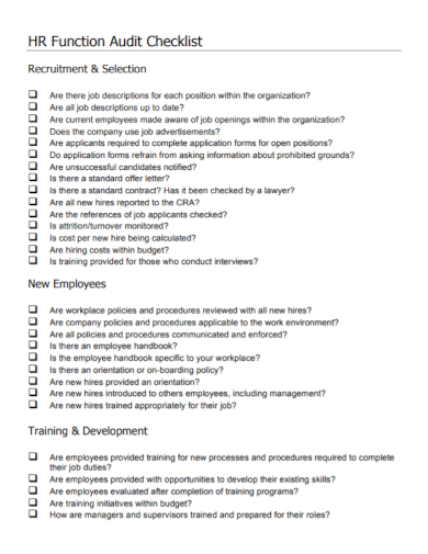 hr function audit checklist