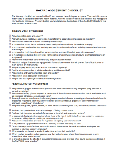 hazard assessment checklist