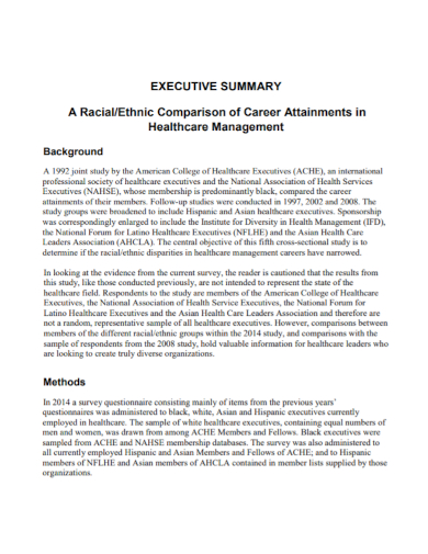 healthcare management executive summary