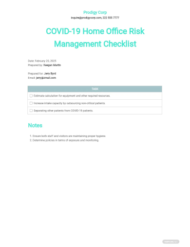 home office risk management checklist template