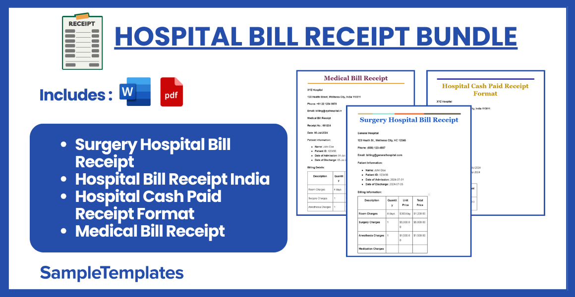 hospital bill receipt bundle