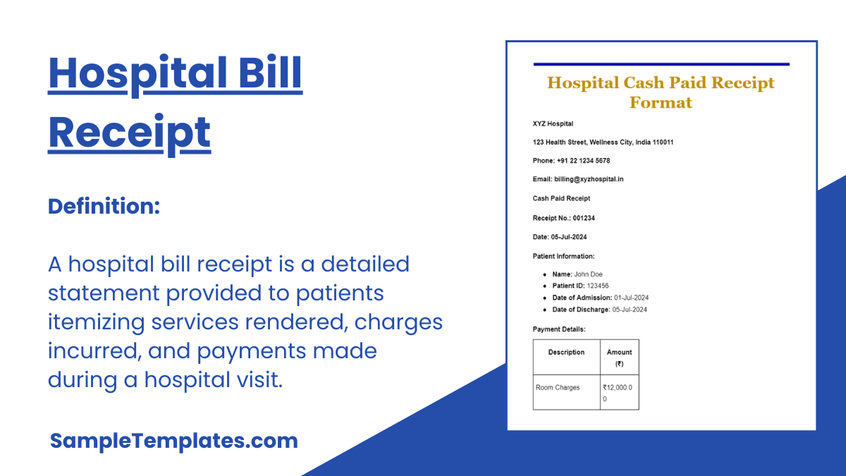 Hospital Bill Receipt