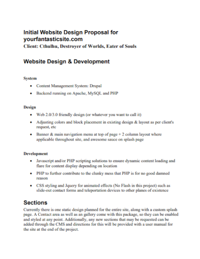 initial website development proposal