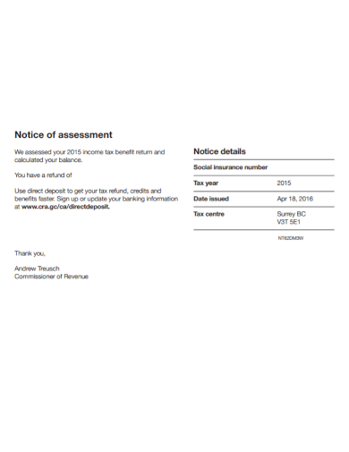 insurance notice of assessment