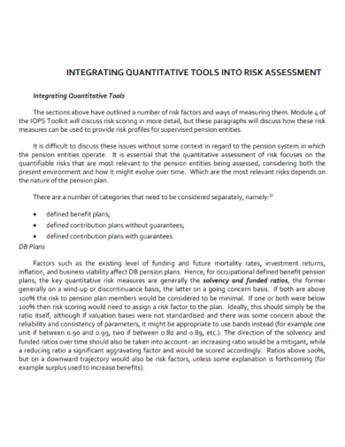 integrating quantitative risk assessment