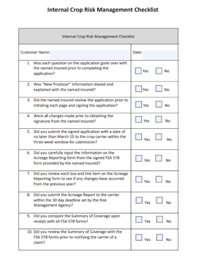 internal crop risk management checklist