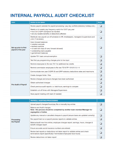 internal payroll audit checklist