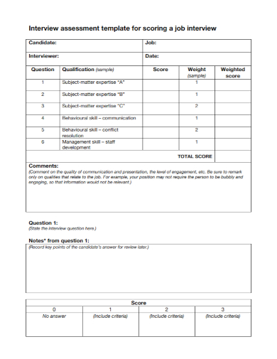 job interview assessment