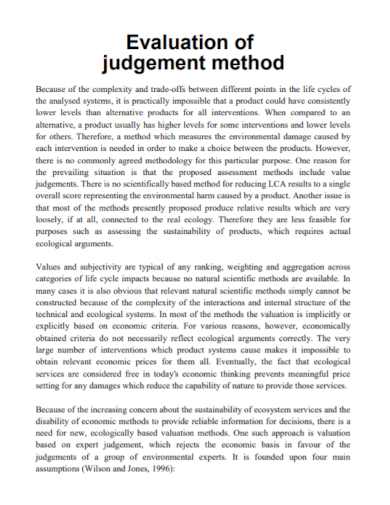 judgement method evaluation