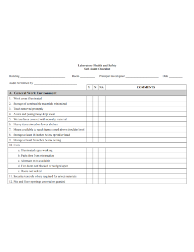 laboratory health and safety audit checklist