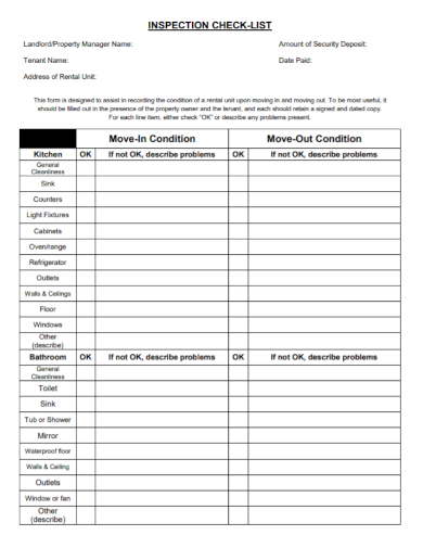 landlord property inspection checklist