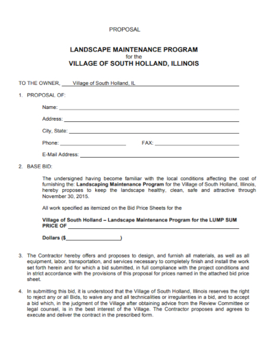 landscape maintenance program proposal