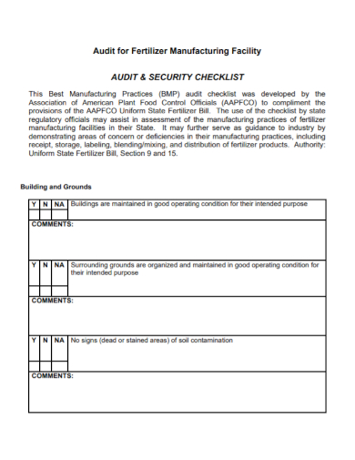 manufacturing audit security checklist